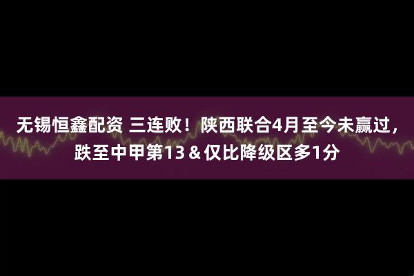 无锡恒鑫配资 三连败！陕西联合4月至今未赢过，跌至中甲第13＆仅比降级区多1分