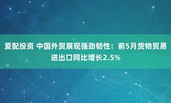 爱配投资 中国外贸展现强劲韧性：前5月货物贸易进出口同比增长2.5%