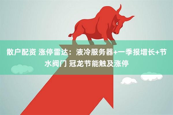 散户配资 涨停雷达：液冷服务器+一季报增长+节水阀门 冠龙节能触及涨停